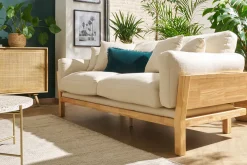 Store Miliboo Sofá 3 plazas blanco crema patas madera KYO