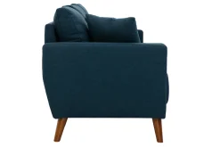 Clearance Miliboo Sofá 3-4 plazas de tejido azul oscuro y madera oscura MUNIK