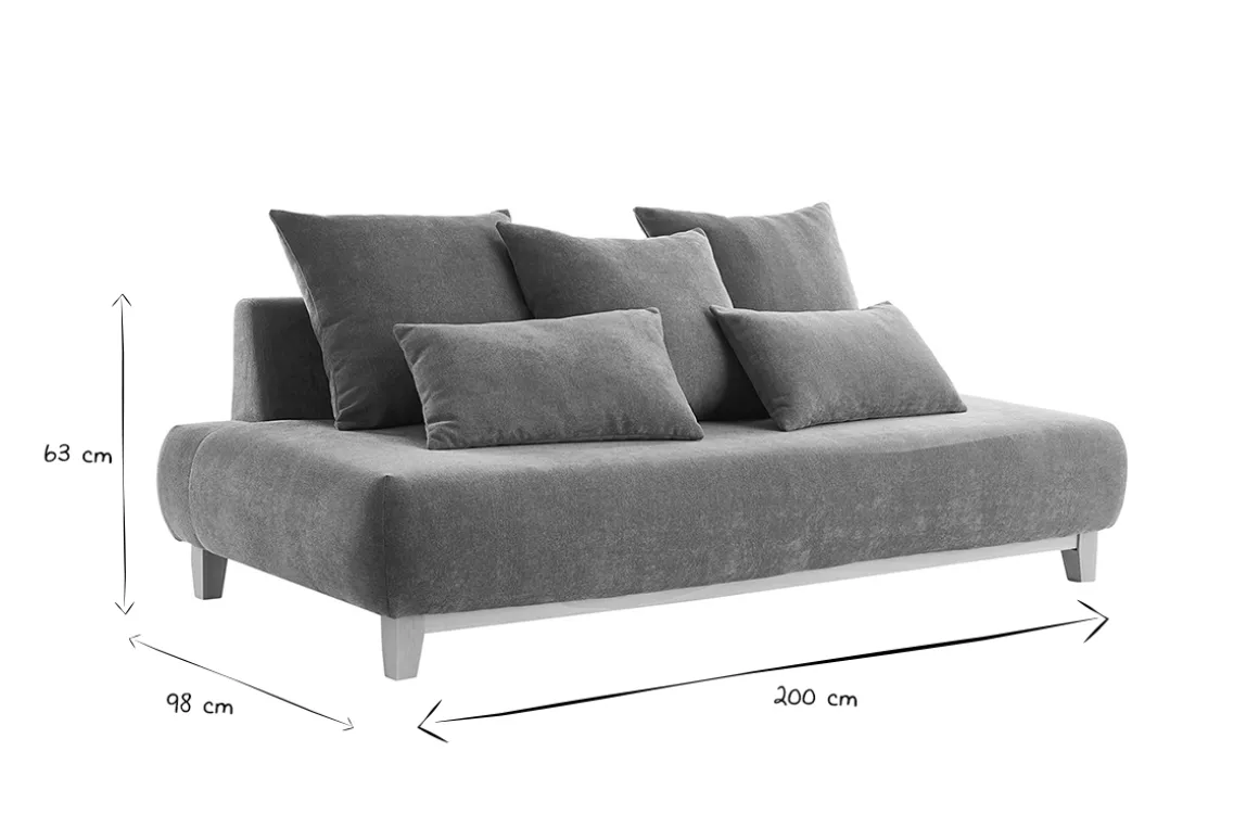 Fashion Miliboo Sofá 3 plazas de tejido efecto aterciopelado texturizado terracota y madera clara 200 cm ODEON