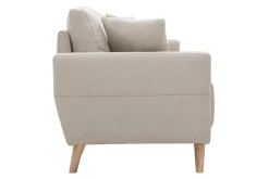 Shop Miliboo Sofá 3 plazas de tela beige y madera clara MUNIK
