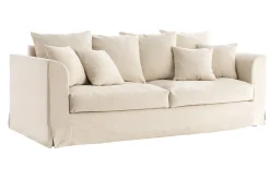 Clearance Miliboo Sofá 3 plazas desenfundable en tejido color crudo FEVER