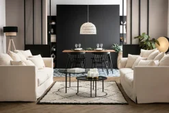 Clearance Miliboo Sofá 3 plazas desenfundable en tejido color crudo FEVER