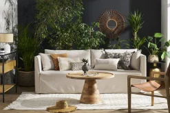 Discount Miliboo Sofá 4-5 plazas desenfundable de tejido beige ADELE