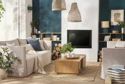 Discount Miliboo Sofá 4-5 plazas desenfundable de tejido beige ADELE