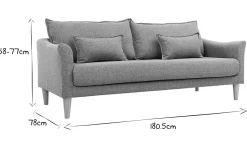Discount Miliboo Sofá 3 plazas gris KATE