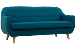 Online Miliboo Sofá 3 plazas nórdico desenfundable azul petróelo y madera YNOK