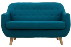 Cheap Miliboo Sofá 2 plazas nórdico desenfundable azul petróleo y madera YNOK