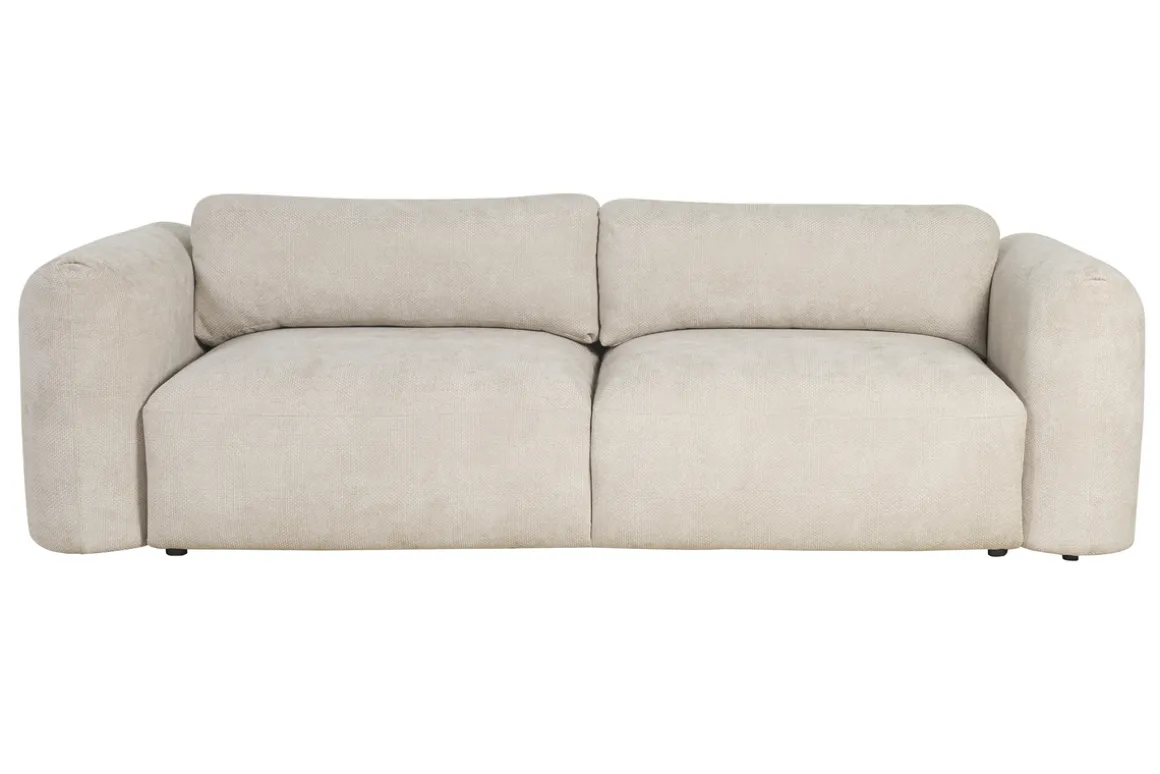 Shop Miliboo Sofá cama 4 plazas con canapé de terciopelo chenilla beige CRUSH