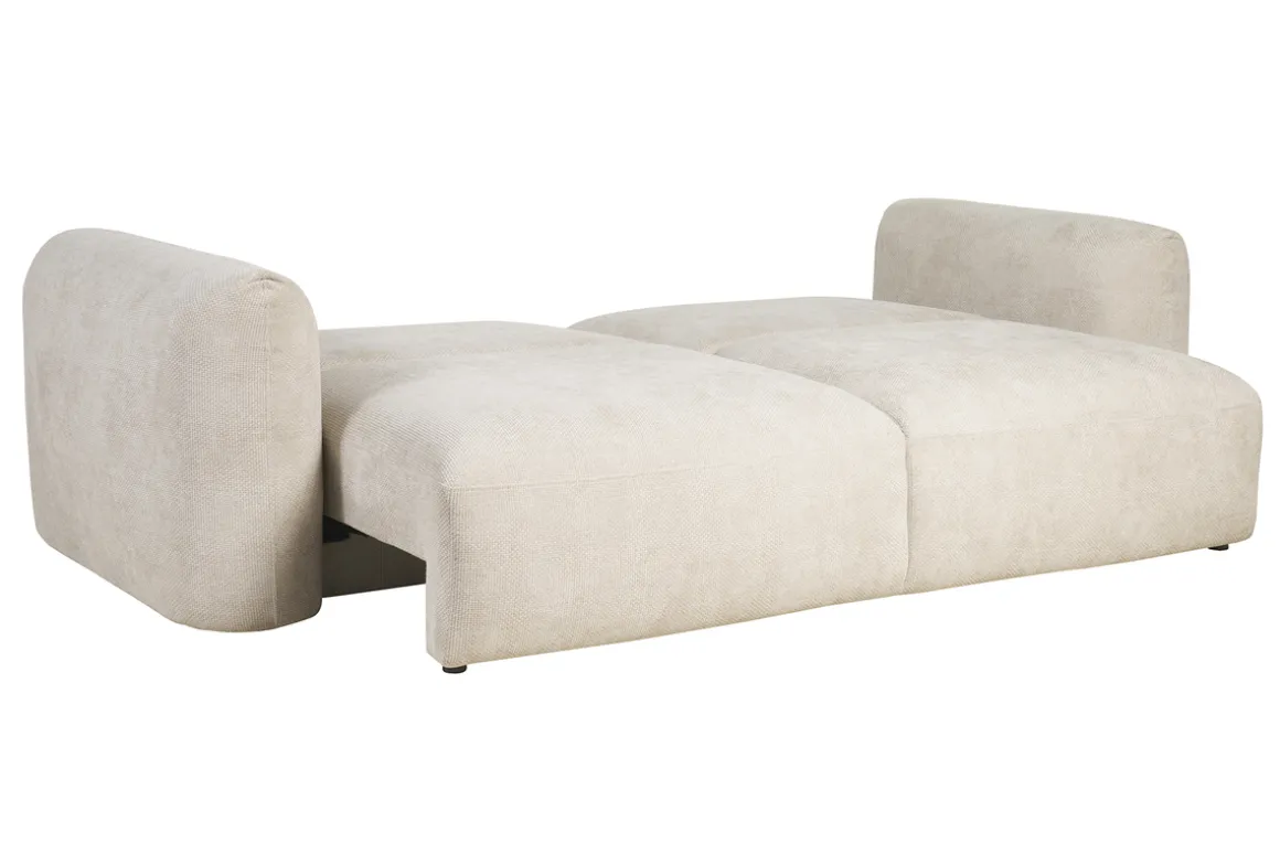 Shop Miliboo Sofá cama 4 plazas con canapé de terciopelo chenilla beige CRUSH