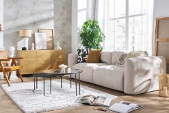 Shop Miliboo Sofá cama 4 plazas con canapé de terciopelo chenilla beige CRUSH