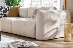 Shop Miliboo Sofá cama 4 plazas con canapé de terciopelo chenilla beige CRUSH
