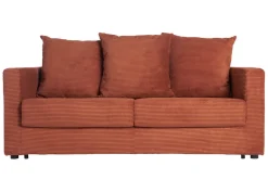 Hot Miliboo Sofá cama 3 plazas de pana terracota con colchón de 13 cm BACIO
