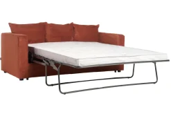 Hot Miliboo Sofá cama 3 plazas de pana terracota con colchón de 13 cm BACIO