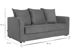 Hot Miliboo Sofá cama 3 plazas de pana terracota con colchón de 13 cm BACIO