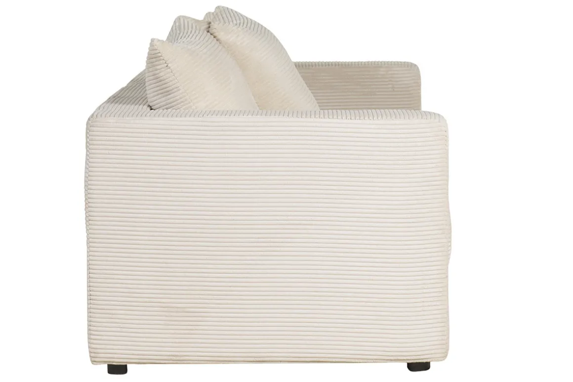 Cheap Miliboo Sofá cama 3 plazas de pana beige con colchón de 13 cm BACIO