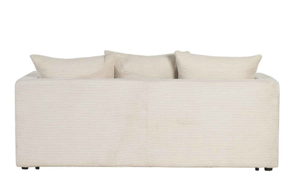 Cheap Miliboo Sofá cama 3 plazas de pana beige con colchón de 13 cm BACIO