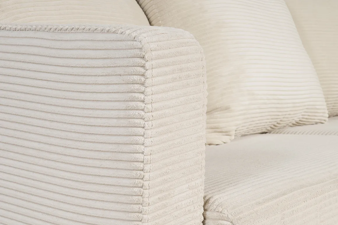 Cheap Miliboo Sofá cama 3 plazas de pana beige con colchón de 13 cm BACIO