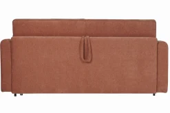 Shop Miliboo Sofá cama 3 plazas de tela efecto aterciopelado terracota con colchón de 13 cm LETTO