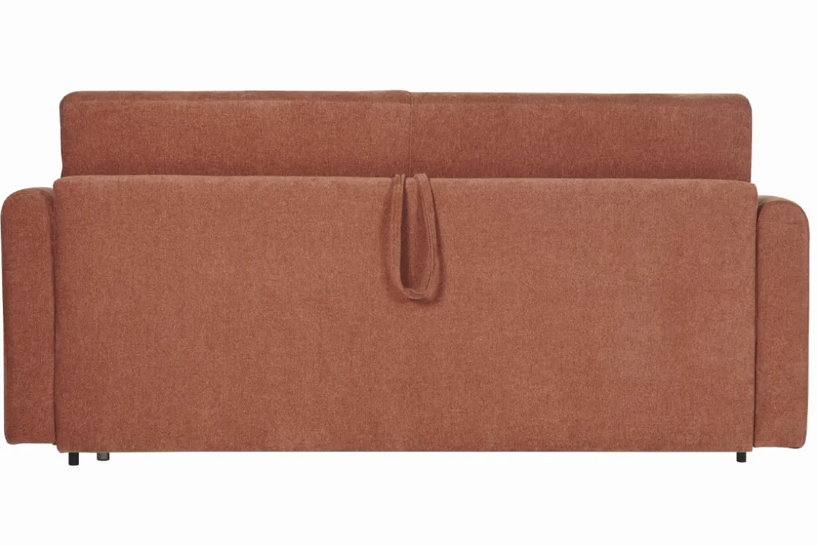 Shop Miliboo Sofá cama 3 plazas de tela efecto aterciopelado terracota con colchón de 13 cm LETTO