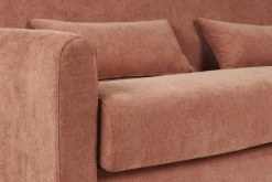 Shop Miliboo Sofá cama 3 plazas de tela efecto aterciopelado terracota con colchón de 13 cm LETTO