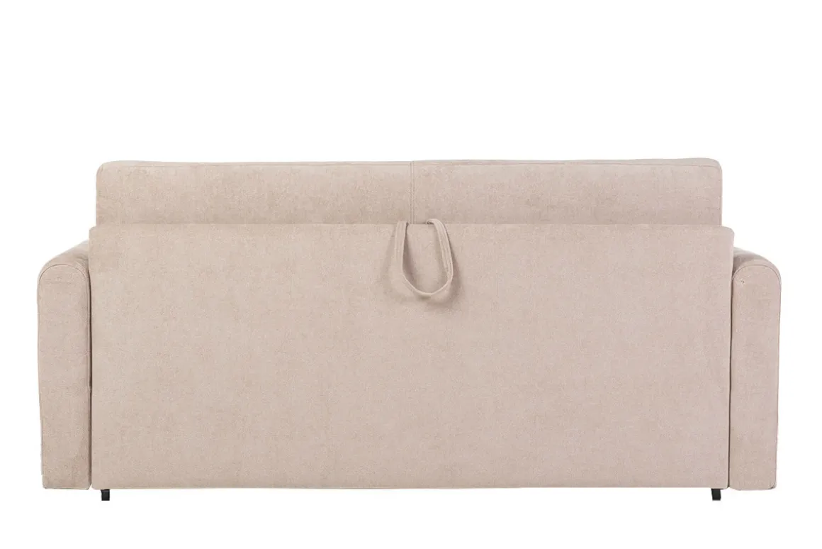 Sale Miliboo Sofá cama 3 plazas de tela efecto aterciopelado beige con colchón de 13 cm LETTO