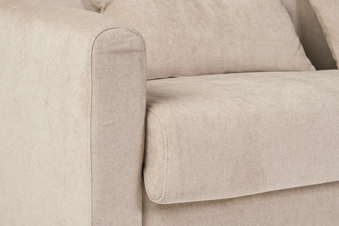 Sale Miliboo Sofá cama 3 plazas de tela efecto aterciopelado beige con colchón de 13 cm LETTO