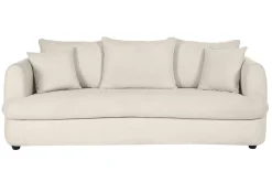 Flash Sale Miliboo Sofá cama 3-4 plazas desenfundable con forma de judía de tejido efecto aterciopelado beige claro SACHA
