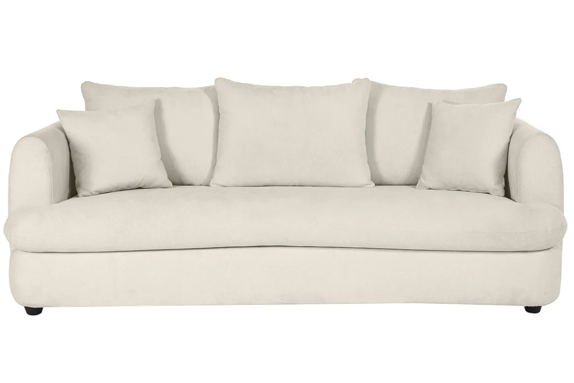Flash Sale Miliboo Sofá cama 3-4 plazas desenfundable con forma de judía de tejido efecto aterciopelado beige claro SACHA
