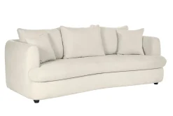 Flash Sale Miliboo Sofá cama 3-4 plazas desenfundable con forma de judía de tejido efecto aterciopelado beige claro SACHA