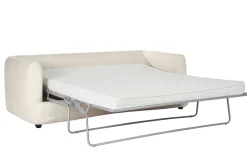 Flash Sale Miliboo Sofá cama 3-4 plazas desenfundable con forma de judía de tejido efecto aterciopelado beige claro SACHA