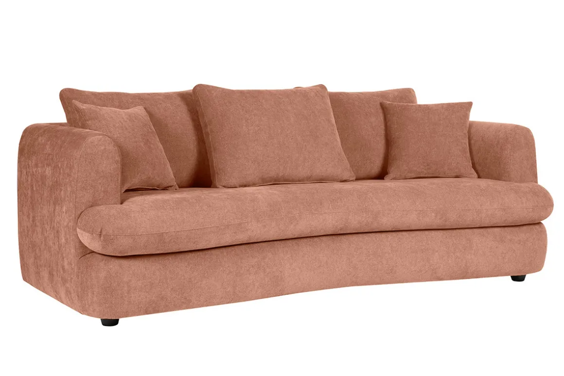 Shop Miliboo Sofá cama 3-4 plazas desenfundable con forma de judía de tejido efecto aterciopelado terracota SACHA