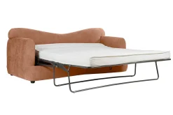 Shop Miliboo Sofá cama 3-4 plazas desenfundable con forma de judía de tejido efecto aterciopelado terracota SACHA