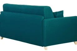 Cheap Miliboo Sofá cama 3 plazas nórdico azul petróleo y madera clara con colchón de 18 cm SKANDY