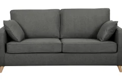 Cheap Miliboo Sofá cama 3 plazas nórdico de tela gris antracita y madera clara con colchón de 10 cm PAPEL