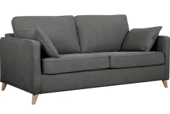 Cheap Miliboo Sofá cama 3 plazas nórdico de tela gris antracita y madera clara con colchón de 10 cm PAPEL