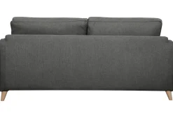 Cheap Miliboo Sofá cama 3 plazas nórdico de tela gris antracita y madera clara con colchón de 10 cm PAPEL