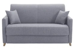 Flash Sale Miliboo Sofá cama 2-3 plazas nórdico gris y madera clara con colchón de 13 cm SKANDY