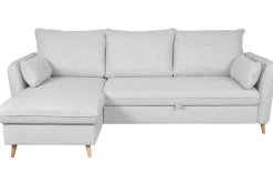 Store Miliboo Sofá cama con chaise longue a la derecha y canapé gris claro - DRISS