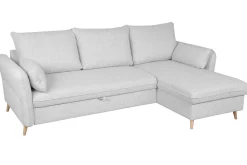 Store Miliboo Sofá cama con chaise longue a la derecha y canapé gris claro - DRISS