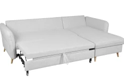 Store Miliboo Sofá cama con chaise longue a la derecha y canapé gris claro - DRISS