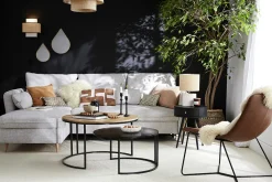 Store Miliboo Sofá cama con chaise longue a la derecha y canapé gris claro - DRISS