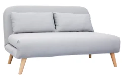 Hot Miliboo Sofá cama convertible 2 plazas en tejido gris claro AMIKO