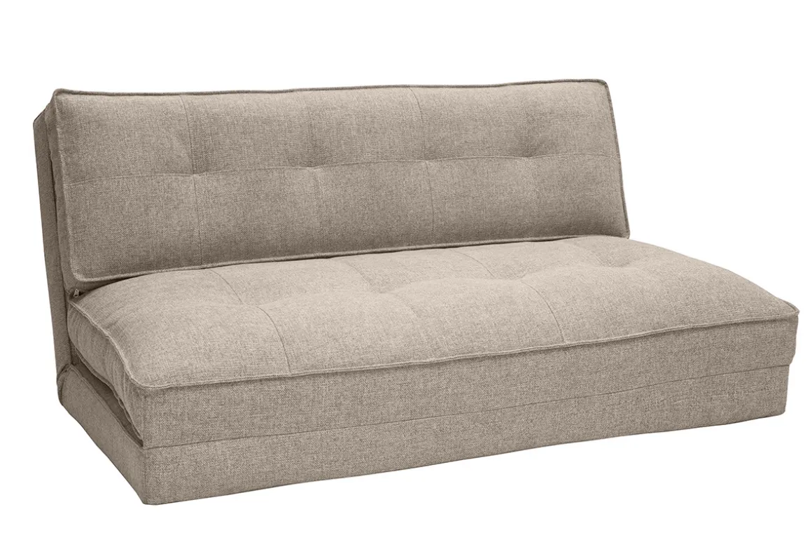 Flash Sale Miliboo Sofá cama de 2 plazas convertible en tela color topo SALLY