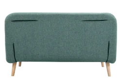 Shop Miliboo Sofá cama de 2 plazas convertible en tela verde gris y madera clara AMIKO