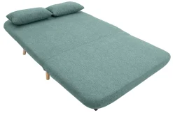 Shop Miliboo Sofá cama de 2 plazas convertible en tela verde gris y madera clara AMIKO