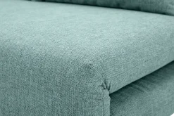 Shop Miliboo Sofá cama de 2 plazas convertible en tela verde gris y madera clara AMIKO