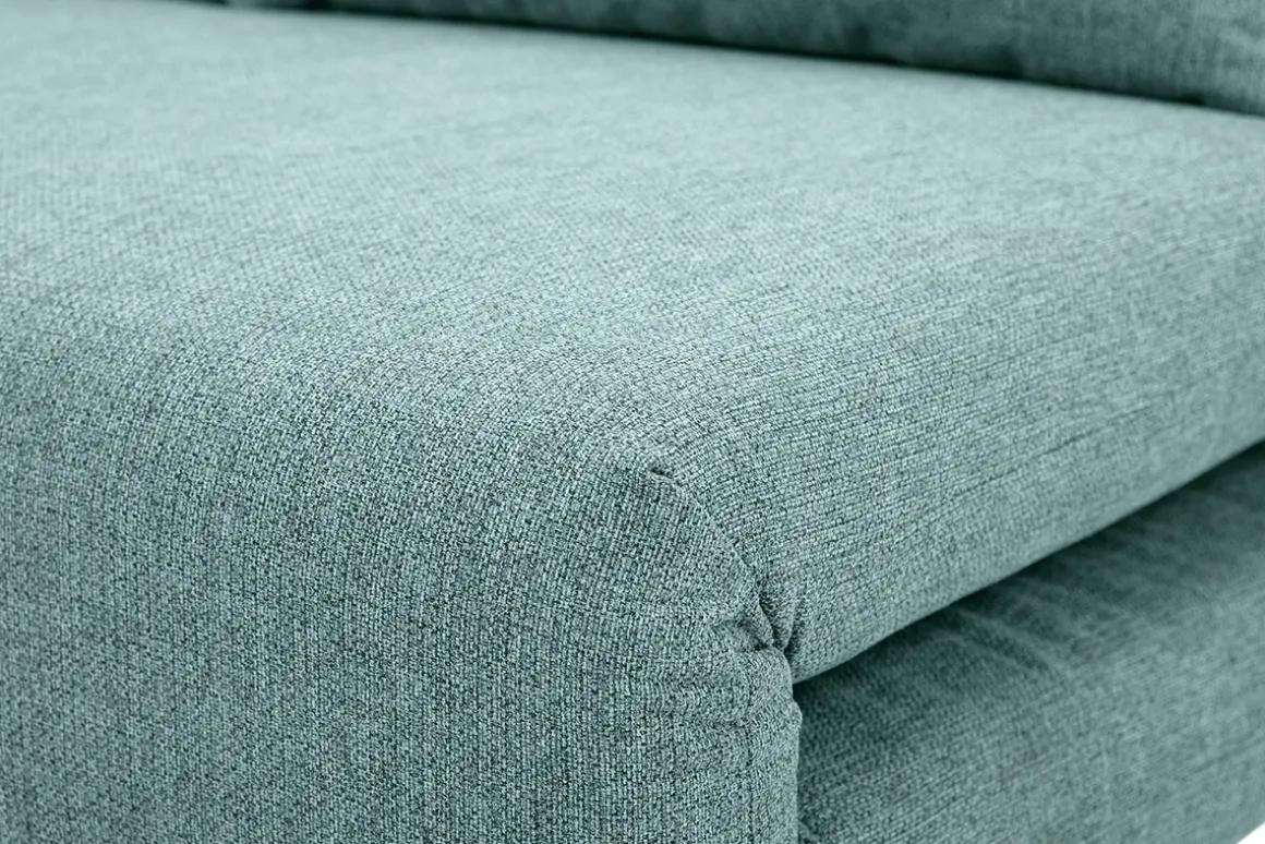 Shop Miliboo Sofá cama de 2 plazas convertible en tela verde gris y madera clara AMIKO