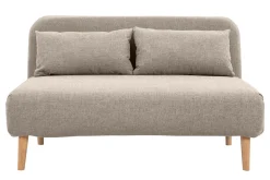 Cheap Miliboo Sofá cama de 2 plazas convertible en tela topo y madera clara AMIKO