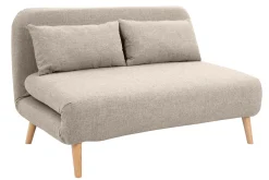 Cheap Miliboo Sofá cama de 2 plazas convertible en tela topo y madera clara AMIKO