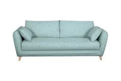 Flash Sale Miliboo Sofá cama nórdico 3 plazas de tela azul hielo con colchón de 10 cm CREEP